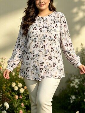 Loft Floral Long-Sleeve Blouse size XL
